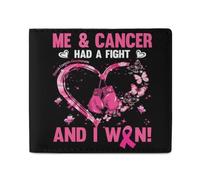 Yo y el cáncer tuvimos una batalla y gané. Cartera de concientización sobre el cáncer de mama para mujeres y hombres, de cuero sintético PU, con tarjetero para tarjetas de crédito e identificación.