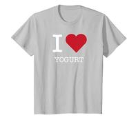 Yo Yogur Corazón, Amo el Yogur Camiseta, Niños, Plata, 12 años