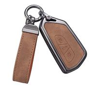YO&YOYE Funda de cuero compatible con llavero Volkswagen con llavero protector de llave para VW ID3 ID4 MK8 Golf 8 GTI Skoda Octavia entrada sin llave (modelo 3, marrón)