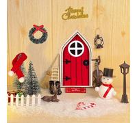 Yoaeyok 20pcs Puerta Elfo de Navidad, Decoración Navideña en Miniatura, Puerta Elfos Navideños Adornos Navidad, Escena en Miniatura Mini Puerta de Madera Elfo Puerta Accesorios Navidad DIY Decoración