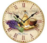 YOAI Reloj de pared de cocina, reloj de cocina, estilo vintage, estilo antiguo, nostálgico, reloj de cuarzo rústico de MDF con mecanismo silencioso, 30 cm de diámetro (multicolor)
