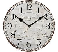 YOAI Reloj de pared de cocina, reloj de cocina, estilo vintage, estilo antiguo, nostálgico, reloj de cuarzo rústico de MDF con movimiento silencioso, 30 cm de diámetro (gris)