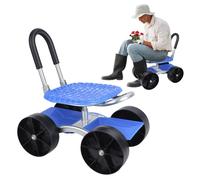 yoakaiax Carrito de jardín con ruedas, asiento de trabajo de jardín con ruedas, taburete de jardinería ajustable en altura para plantar, asiento giratorio de 360 grados, asa de dirección y bandeja de