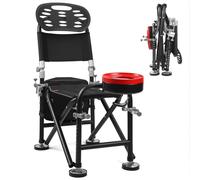 yoakaiax Silla de pesca plegable ajustable con soporte para caña de pescar con soporte para caña de pescar de 13 marchas, 21 cm, color negro