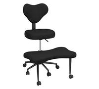 yoakaiax Silla de yoga | Silla de oficina ajustable para meditación y piernas cruzadas con soporte lumbar, ruedas y reposapiés giratorio para uso doméstico y estudio, color negro, talla M