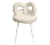 yoakaiax Taburete de tocador compacto con respaldo de lazo, diseño sin brazos para tocador y dormitorio, silla de maquillaje resistente, color blanco A