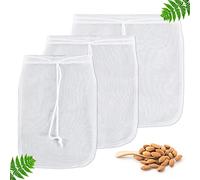 Yoassi 3PCS Bolsa Filtro para Leche Bolsas para Leche Vegetal Filtro para Almendra Colador de Alimentos Bolsas Multiusos Colador para Leche de Nueces Fruta Seca Té Hierbas Café