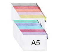 Yoassi 40PCS A5 Bolsa de Archivo Bolsa para Documentos con Cremallera y Cuerda Portadocumentos A5 PVC Bolsa Multifuncional Impermeables Translúcidas Bolsa de Archivo para Oficina Escuela,10 Colores