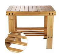 Yoassi - Taburete bajo de bambú Natural con Estante de Almacenamiento para niños y Adultos, 39 * 25 * 34cm, Banqueta Multifuncional para Ducha