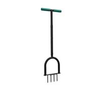 Yobadam Herramienta Aireadora de Césped, Palanca de Pie Manual de 4 Puntas, | Acero Al Carbono, Púas Endurecidas, Operación Vertical, Uso en Jardines Traseros, Terrenos Irregulares, Cuidado del Césped,