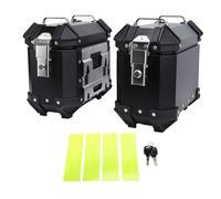 Yobadam Maletero Lateral de Aluminio Universal para Motocicleta 18L con Cerradura de Seguridad Y Asa,Impermeable Anticaída,Desmontable,con Pegatinas Reflectantes,para Casco Equipaje (Black)
