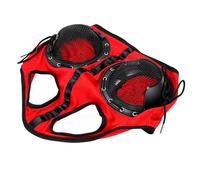 Yobadam Protector Ocular para Caballos para Carreras y Paseo (Rojo) | Malla transpirable, media cubierta extraíble, bordes de cuero suave, anteojeras para caballos.