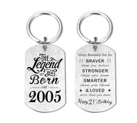 Yobent Regalos de cumpleaños número 21 para hombres 2005, llavero de feliz cumpleaños número 21