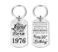 Yobent Regalos de cumpleaños para él y ella, llavero personalizado, regalo único de cumpleaños para hombre, Cumpleaños número 50, 2*1.1 inch