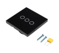 YobiLife 3-Gang 1-Way Touch Control Light Switch 86 Tipo Single Live Wire Panel de vidrio templado Indicador LED para lámpara LED Bombilla incandescente Lámpara de ahorro de energía (negro)
