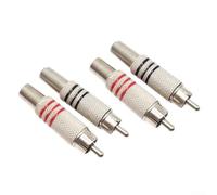 YobiLife Audio para conector RCA macho para sistemas HIFI, paquete de 4 terminales de sonido plateados con diseño de doble anillo, para configuraciones de amplificador y altavoz (3 anillos)