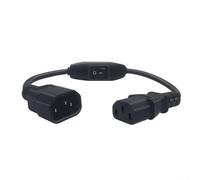 YobiLife Cable de alimentación de extensión C14 a C13 de 30 cm con interruptor de encendido/apagado de 10 A, cable IEC de 250 V 2500 W, 3 cables de cobre sin oxígeno de 0,75 mm², cubierta de PVC para