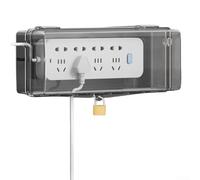 YobiLife Caja de extensión eléctrica para exteriores con cerradura con 48 agujeros de salida diseñada para proteger contra la lluvia y los elementos ambientales (L, transparente)