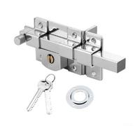YobiLife Cerradura de puerta exterior de estilo antiguo, cerradura mecánica de hierro sólido para puerta de cerca, con 2 llaves para puerta de hierro, puerta de madera, cerradura de seguridad