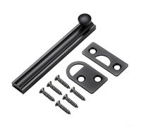 YobiLife Cerradura deslizante de latón macizo, pestillo estilo puerta de granero para baño e interior del hogar, accesorios con instalación simple (negro, 4 pulgadas)