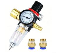 YobiLife Compresor de aire separador de agua y regulador de presión, control eficiente de humedad con 40 filtración, latón y ABS, para taller y pintura en aerosol (3 piezas)