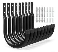 YobiLife Juego de 9 ganchos de pared de alta resistencia, organizador de ganchos de hierro, resistente al óxido, solución de almacenamiento de garaje y taller con bordes curvados hacia arriba