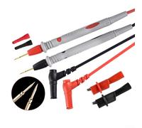 YobiLife Juego de cables profesionales de prueba multímetro con puntas extra finas chapadas en oro, 1000 V 20 A, PVC aislado de silicona de 3,4 mm y 1,05 m, incluye pinzas de cocodrilo para pruebas