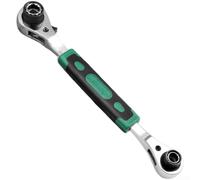 YobiLife Llave de trinquete de doble cabeza 4 en 1, herramienta manual bidireccional de alto par, llave ajustable de acero al cromo vanadio para reparación de talleres (H)