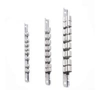 YobiLife Soporte para llaves de vaso de 1/4 3/8 1/2 pulgadas con 8 clips de acero, organizador montado en la pared, estante de almacenamiento 150 190 260 mm (3 piezas)