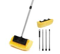 Yocada Cepillo de Lavado de Coche de 5 Lados con Mango Largo de 155 cm, sin arañazos, Cepillo de cerdas Suaves de 30,48 cm, Lavado de Coche, fregona de Limpieza para Coche, SUV, Caravana, camión