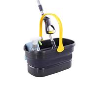 Yocada Cubo de Plástico Plegable para Fregona, Negro, 10 Litros, Ajuste de Esponja, Fregona Plana, Fregona de Algodón, Buen Agarre en Ángulo