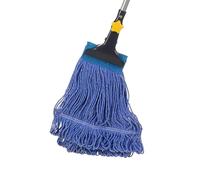 Yocada Fregona de algodón, Resistente, con Extremos en Bucle, para Limpieza húmeda de Suelos, de Grado Industrial, con Palo de Hierro y Abrazadera de mandíbula, 132 cm de Largo