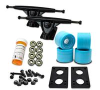 Yocaher Longboard Skateboard Trucks Wheels Combo Set Ruedas 71mm + 180mm Heavy Duty Aluminio Pulido Camiones, Rodamientos, Riser Pad y Skateboard Longboard Cruiser Hardware