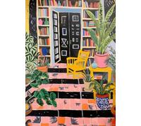 Yocheng Biblioteca vintage,librería,amantes de la lectura,póster antiguo en acuarela,lámina decorativa para pared,cuadros en lienzo,decoración del hogar. 50x70cm Sin Marco