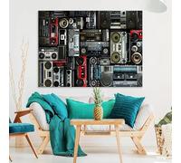 Yocheng Cuadro en lienzo con radio vintage, arte de pared, grabadora de música retro, carteles e impresiones para sala de estar, bar, decoración del hogar 21x30cm sin marco