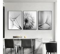 Yocheng Cuadro sobre lienzo para pared en blanco y negro,imágenes de flores de diente de león,póster e impresiones,obras de arte decorativas para el hogar,3 uds. 21x30cmx3 sin marco