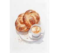 Yocheng Galletas Acuarela Bizcochos Café Cereal Pan Pastelería Francesa Póster Impresión Arte de Pared Cuadros Lienzo Pintura Habitación Decoración del Hogar 50x70cm Sin Marco