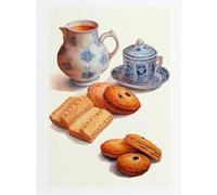 Yocheng Galletas Acuarela Bizcochos Café Cereal Pan Pastelería Francesa Póster Impresión Arte de Pared Cuadros Lienzo Pintura Habitación Decoración del Hogar 40x50cm Sin Marco