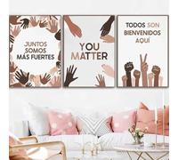 Yocheng Juego de 3 lienzos decorativos para pared con pósteres sobre diversidad en el aula de español,impresiones sobre igualdad humana,decoración escolar inclusiva. 50x70cmx3 Sin Marco