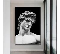 Yocheng Póster de escultura de mármol de David, impresión artística de pared, mitología griega abstracta de Miguel Ángel, pintura decorativa en lienzo en blanco y negro 60x90cm Sin Marco