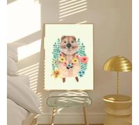 Yocheng Póster de ilustración retro de animales del bosque para niños,cuadros de arte de pared para la habitación infantil y la decoración del hogar. 40x50cm Sin Marco