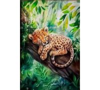 Yocheng Póster y láminas de guepardo bebé durmiendo en el bosque,arte de animales salvajes,pintura en lienzo,cuadro para la pared de la sala de estar y la decoración del hogar. 30x40cm sin marco