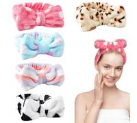 YOCHLEY 5 Piezas Diadema Maquillaje, Diadema para Mujer Elástica Cinta Pelo de Forro Polar Coral Suave Diademas Skincare para Niña Spa Yoga Ducha Deporte