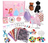 YOCOLE 300+ Piezas Kit Diseña la Moda Niña, Kit Costura con Telas Manualidades con Maniquíes Cuaderno Accesorios, Regalos Fashion Designer Creativos Juegos para Niñas Niños 6 7 8 9 10 11 Años