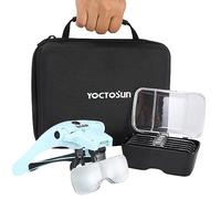 YOCTOSUN Lupas con 4 Luces LED, Lupa de Montaje en Cabeza con Estuche de Almacenamiento, 5 Lentes, Diadema, Visera de Aumento iluminada Manos Libres para Manualidades y Trabajos cercanos