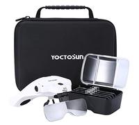 YOCTOSUN Lupas con luz, Lupa de Cabeza LED con 5 Lentes, Diadema, Estuche de Almacenamiento, Visera de Aumento de Cabeza iluminada Manos Libres para Trabajos cercanos, Manualidades