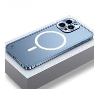 YODAOLI 2022 New Metal Frame Magnetic Charging for iPhone Case with Camera Protector, Aluminumalloy Frame Magnetic Charging for iPhone Case (Light Blue,for iPhone 11)