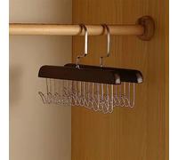 YODAOLI Anti Slip Multi Hook Coat Rack, 2Pcs Space Saving Hangers with 8 Hooks, Wall Mount Coat Hanger, Clothes Drying Rack, 360° Swivel Hook, Multifunctional Lingerie Vest Sling Rack (Dark Brown)