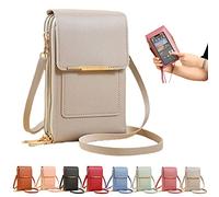 YODAOLI Anti-Theft Leather Bag, Touch Screen RFID Blocking PU Leather Crossbody Bag, Multifunctional Small Crossbody Cell Phone Purse for Women (Grey)