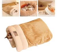 YODAOLI Cat Sleeping Bag, Cat Winter Sleeping Bag, Cat Sleeping Bag Bed, Cat Sleeping Bag for Indoor Cats, Sleeping Bag for Cats, 360°Wrap Comfortable Pet Snuggle Sack for Kitten Puppy (L,Brown)